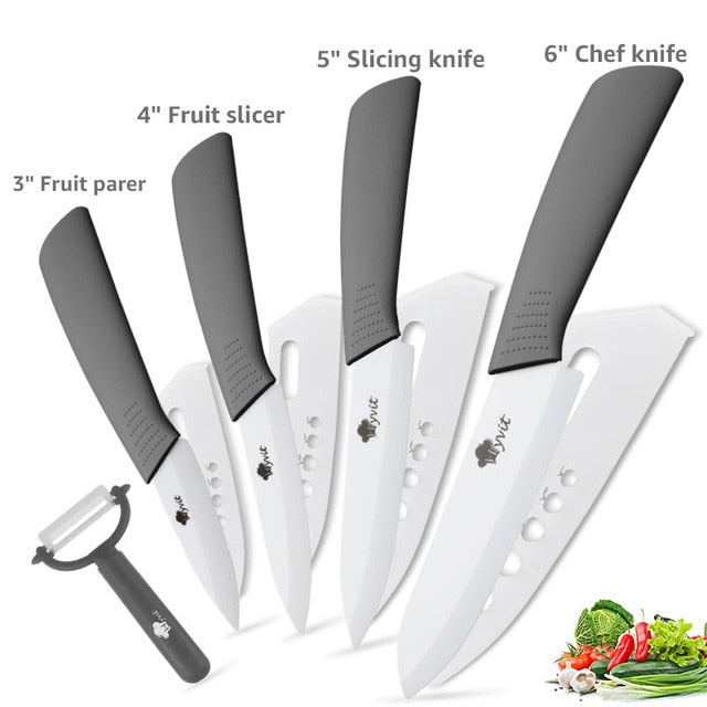 Ceramic Knives Kitchen knives 3 4 5 6 inch Chef knife Cook Set+peeler white zirconia blade Multi-color Handle High Quality