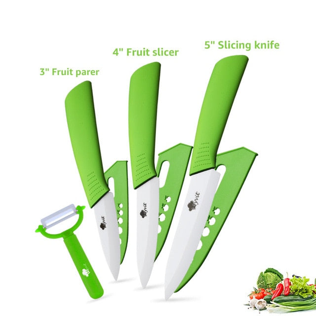 Ceramic Knives Kitchen knives 3 4 5 6 inch Chef knife Cook Set+peeler white zirconia blade Multi-color Handle High Quality