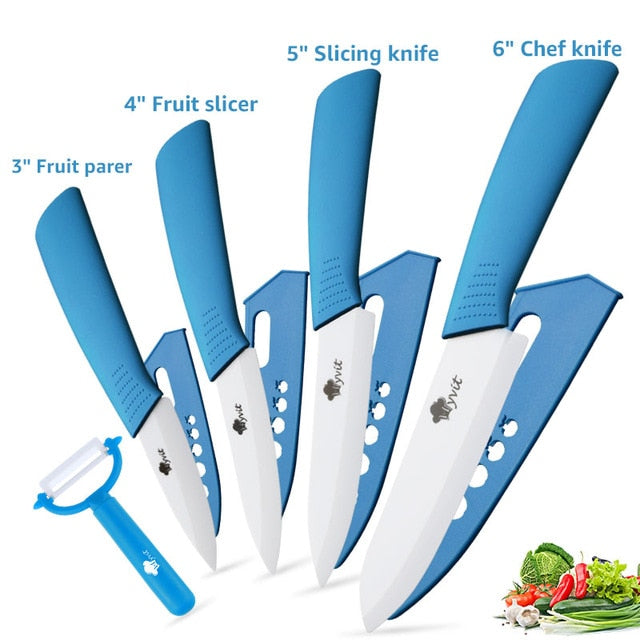 Ceramic Knives Kitchen knives 3 4 5 6 inch Chef knife Cook Set+peeler white zirconia blade Multi-color Handle High Quality