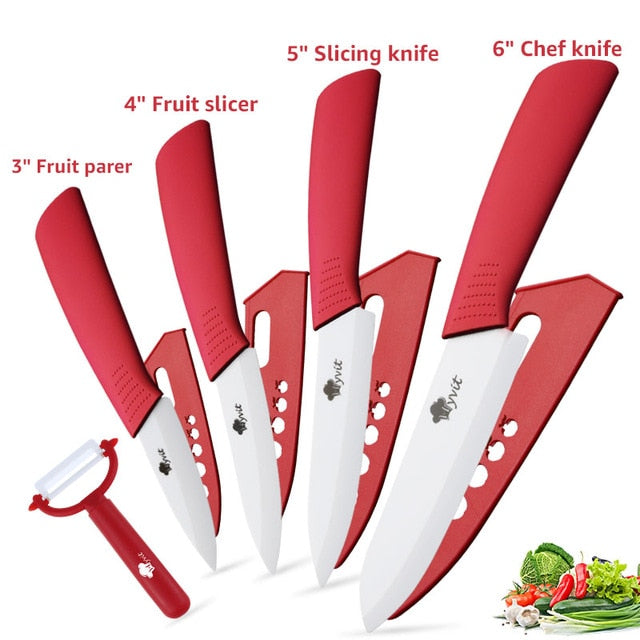 Ceramic Knives Kitchen knives 3 4 5 6 inch Chef knife Cook Set+peeler white zirconia blade Multi-color Handle High Quality