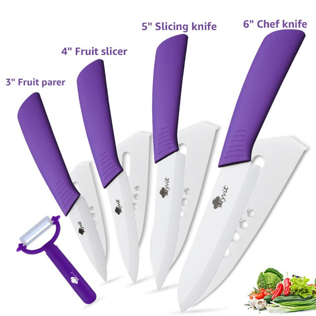 Ceramic Knives Kitchen knives 3 4 5 6 inch Chef knife Cook Set+peeler white zirconia blade Multi-color Handle High Quality