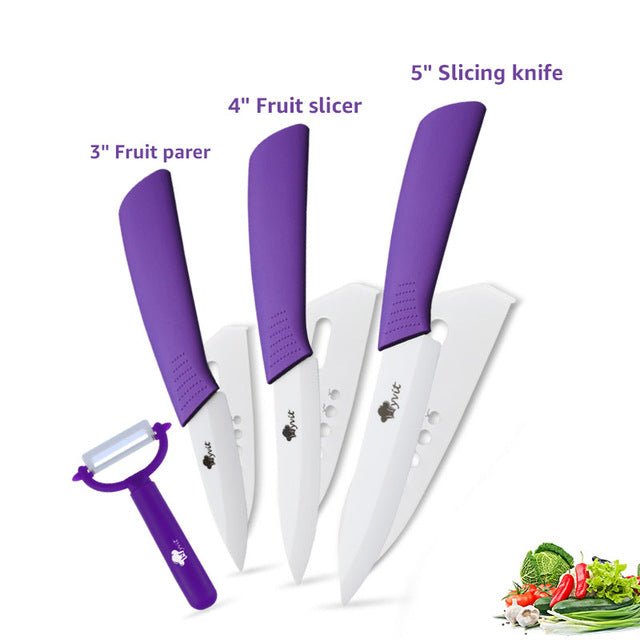 Ceramic Knives Kitchen knives 3 4 5 6 inch Chef knife Cook Set+peeler white zirconia blade Multi-color Handle High Quality