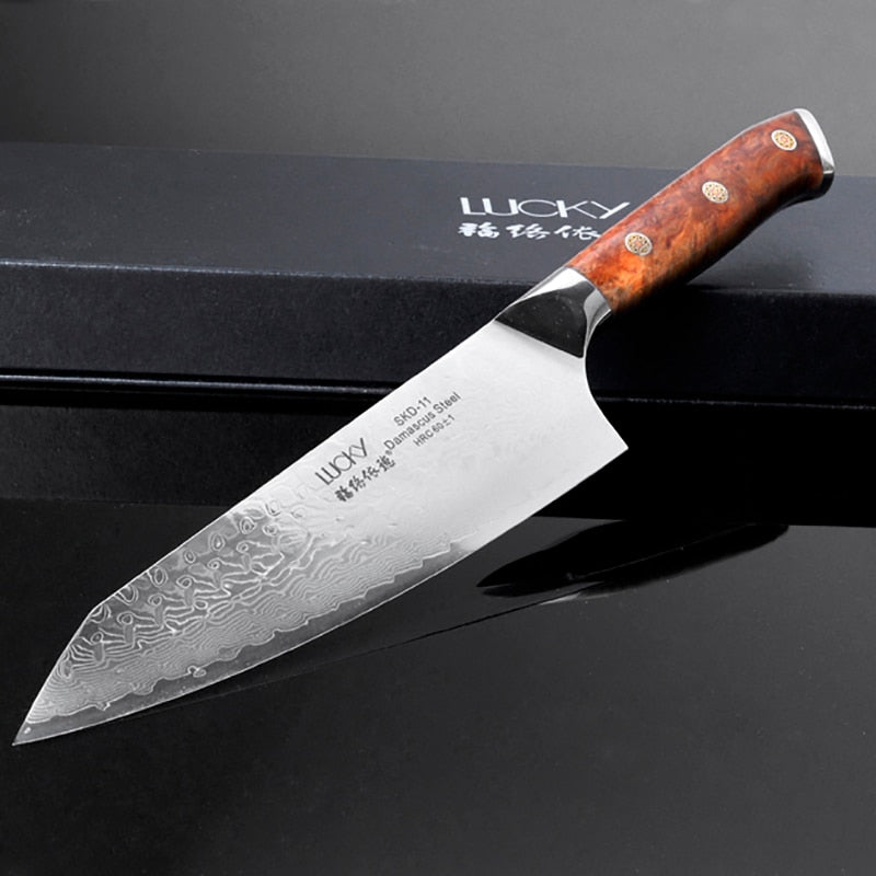 Chef Knife Gyuto Kitchen Japanese SKD-11 Damascus Steel Cooking Knives Cleaver Chopping Slicing Meat Fish Filleting 25