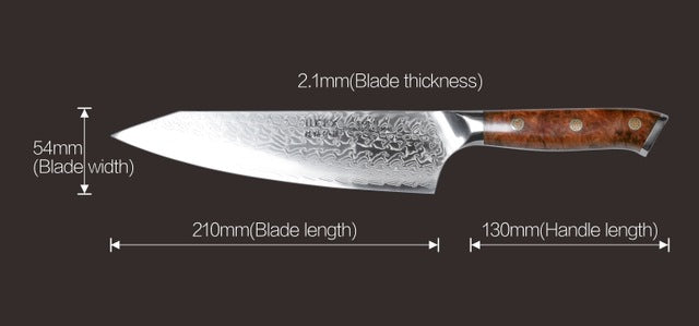 Chef Knife Gyuto Kitchen Japanese SKD-11 Damascus Steel Cooking Knives Cleaver Chopping Slicing Meat Fish Filleting 25