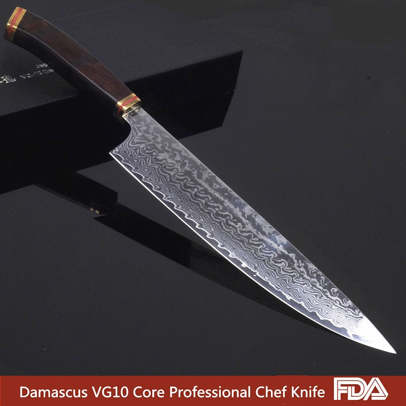 Chef Knife Kitchen Japanese VG10 Damascus Steel High Carbon Cleaver Slicing Chopping Filleting Mincing Cooking Knife Gyuto 46