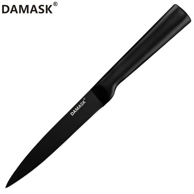 DAMASK Black Cleaver Stainless Steel Knife Set Chef 4Cr14mov Kitchen Knive Santoku Chopping Nakiri Utility Knife Cooking Tools