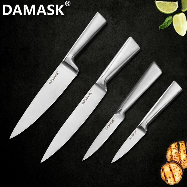 DAMASK Brand Stainless Steel Kitchen Knife Set Chef Cooking Knives 3Cr13 High Hardness Blade Light Weight Handle Cleaver Gyutou