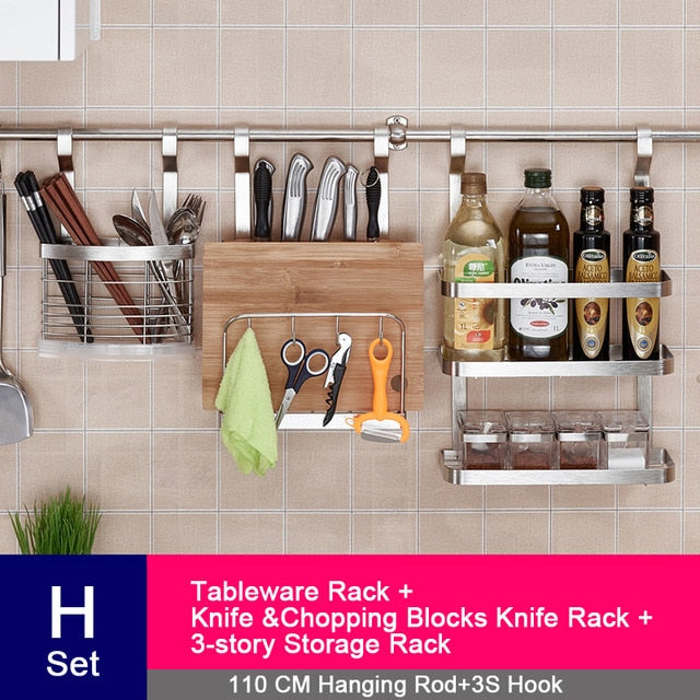 DIY Stainless Steel Kitchen Storage Rack Dish Rack Cutting Boards Stand 304 Stainless Steel Wall Mounted Kitchen Accessories