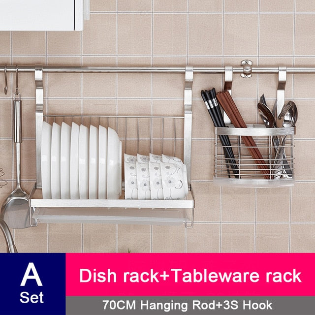 DIY Stainless Steel Kitchen Storage Rack Dish Rack Cutting Boards Stand 304 Stainless Steel Wall Mounted Kitchen Accessories