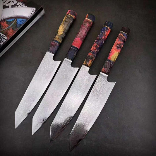 Damascus Steel Chef Knife Japanese Santoku Utility Knives Sharp Cleaver Slicing Steak kitchen knife Stabilized Wooden Handle