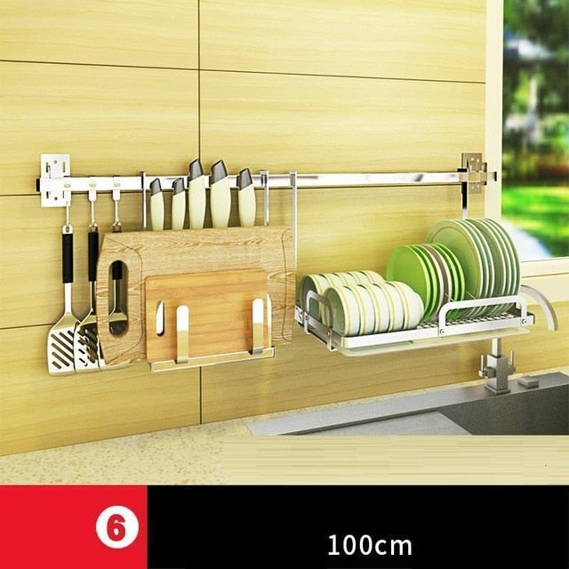 Dish Drainer Fridge Supplies Sink Organizer Stainless Steel Cocina Organizador Cozinha Cuisine Kitchen Storage Rack Holder