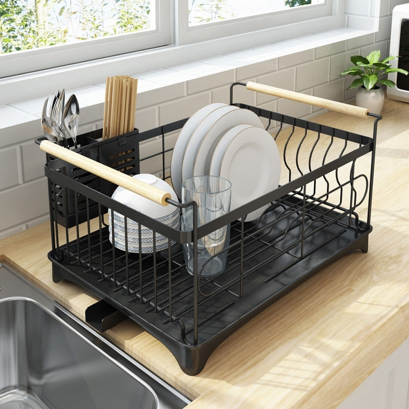 Dish Drying Rack Large Capacity Dish Holder Rack Mat Included Fully Customizable Kitchen Organizer with Removable Drainboard/Cut