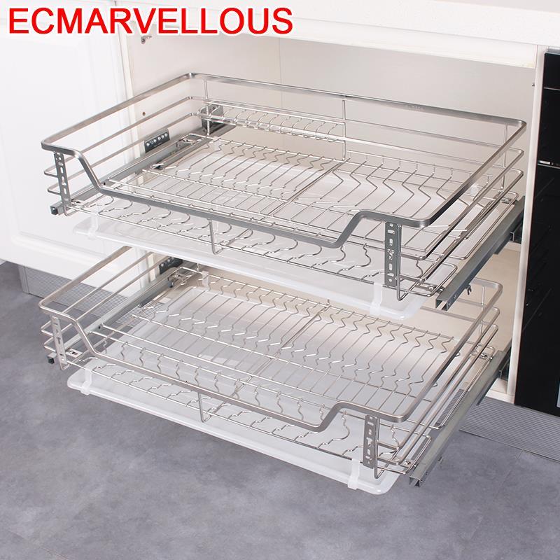 Dish Rack Pantry Organisadores Para Armario De Cosina Stainless Steel Cuisine Cocina Organizer Kitchen Cabinet Storage Basket