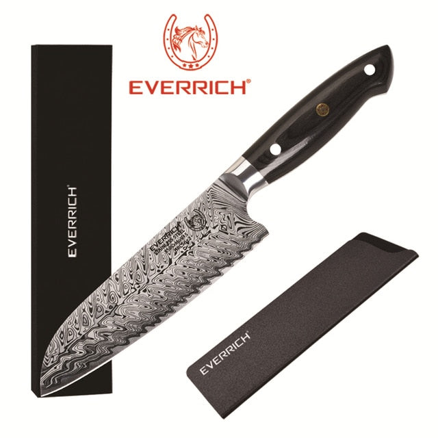 Everrich Kitchen Knife Set Stainless Steel Blades Damascus Laser Chef Knife Santoku Utility Paring Cooking Tools kitchen Knives