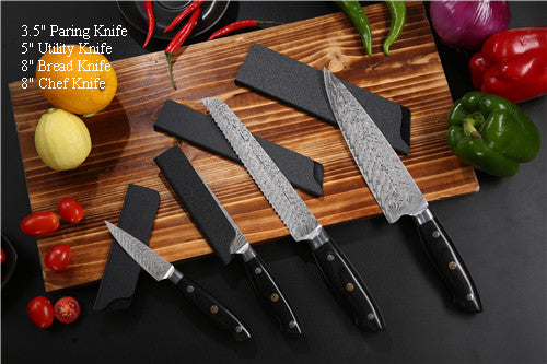 Everrich Kitchen Knife Set Stainless Steel Blades Damascus Laser Chef Knife Santoku Utility Paring Cooking Tools kitchen Knives