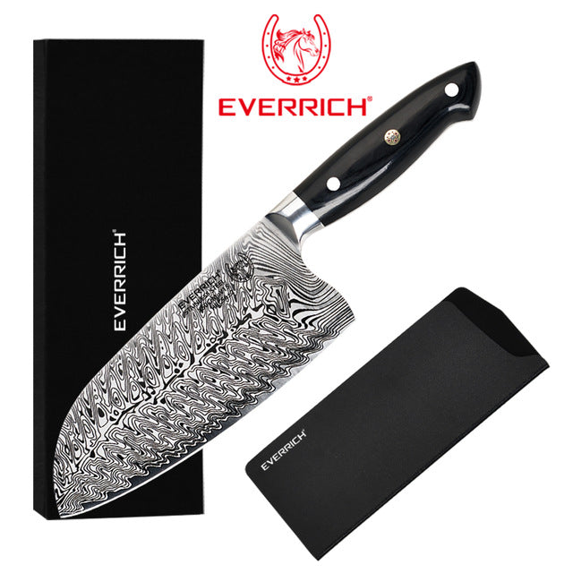 Everrich Kitchen Knife Set Stainless Steel Blades Damascus Laser Chef Knife Santoku Utility Paring Cooking Tools kitchen Knives