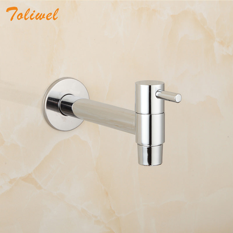 Extra Long Polished Chrome Laundry Bathroom Wetroom Kitchen  Wall Mounted Sink Faucet Tap Spigot Bibcocks