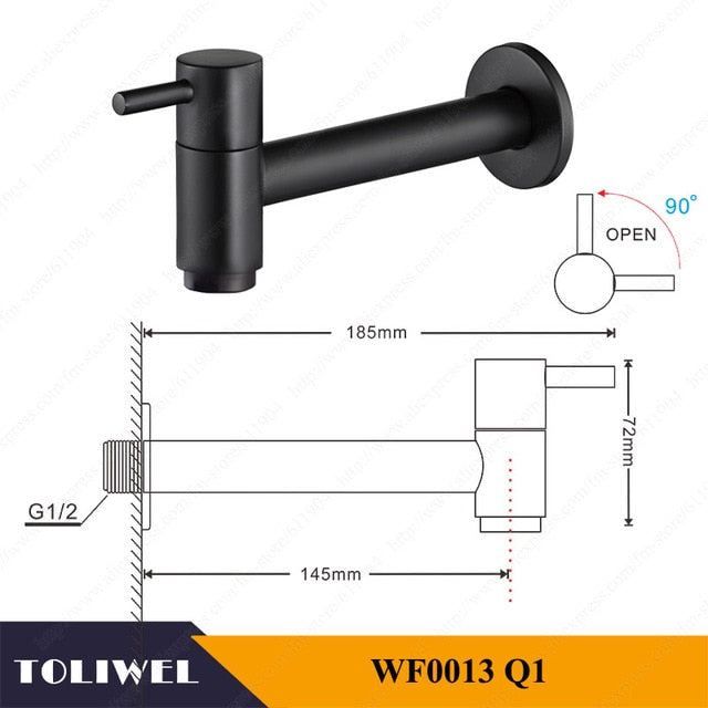 Extra Long Polished Chrome Laundry Bathroom Wetroom Kitchen  Wall Mounted Sink Faucet Tap Spigot Bibcocks