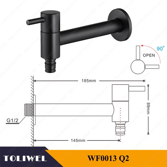 Extra Long Polished Chrome Laundry Bathroom Wetroom Kitchen  Wall Mounted Sink Faucet Tap Spigot Bibcocks