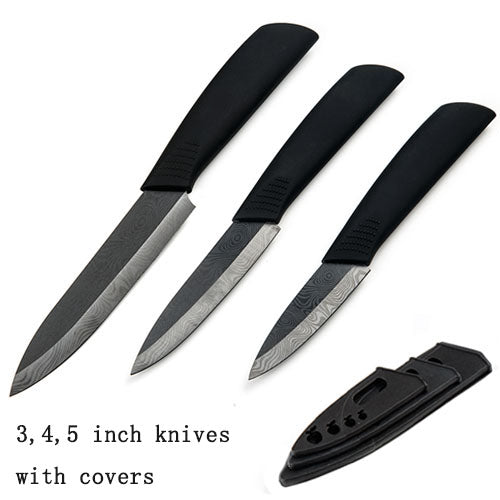 FINDKING Quality Ceramic kitchen knives black pattern blade with holder Peeler covers ceramic knife set kitchen knifes set best