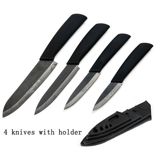 FINDKING Quality Ceramic kitchen knives black pattern blade with holder Peeler covers ceramic knife set kitchen knifes set best