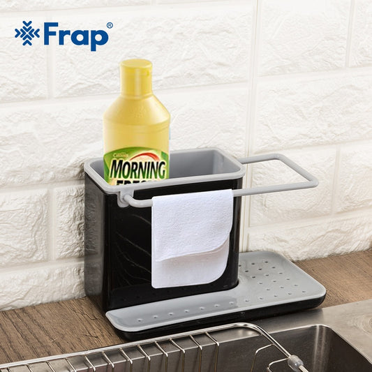 FRAP Sponge Kitchen Box Draining Rack Dish Shelf Draining Sink Storage Rack Kitchen Organizer Stands Utensils Towel Rack