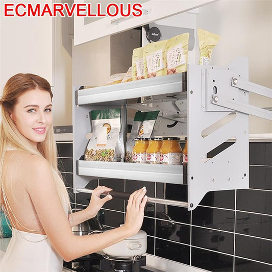 For Mutfak Malzemeleri And Rangement Cuisine Stainless Steel Hanging Rack Cozinha Organizer Kitchen Cabinet Storage Basket