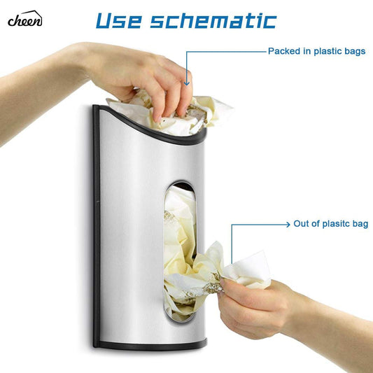 Fortune Candy 1 X Stainless Steel Wall Mount Grocery Bag Dispenser Anti-Fingerprints Kitchen Organizer and Storage
