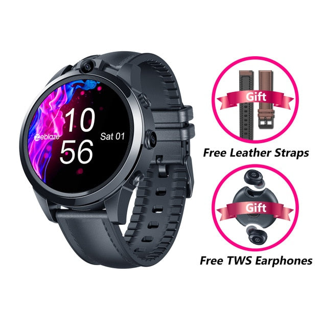 [Free Leather Straps+TWS Earphones] New Flagship Zeblaze THOR 5 PRO Ceramic Bezel 3GB+32GB Dual Camera Face Unlock Smart Watch