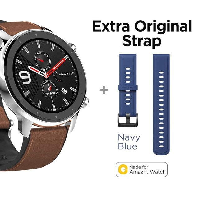 Global Version Amazfit GTR 47mm Smart Watch 5ATM Waterproof Smartwatch 24Days Battery Music Control Leather Silicon Strap