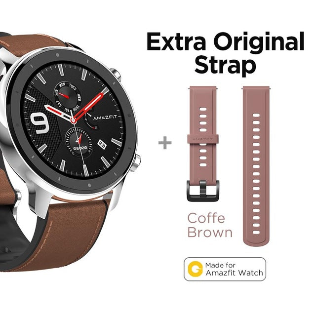 Global Version Amazfit GTR 47mm Smart Watch 5ATM Waterproof Smartwatch 24Days Battery Music Control Leather Silicon Strap