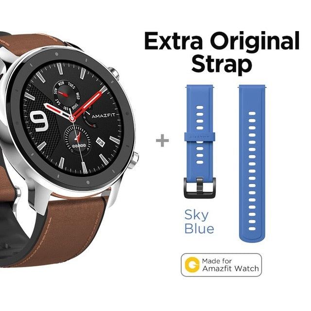 Global Version Amazfit GTR 47mm Smart Watch 5ATM Waterproof Smartwatch 24Days Battery Music Control Leather Silicon Strap