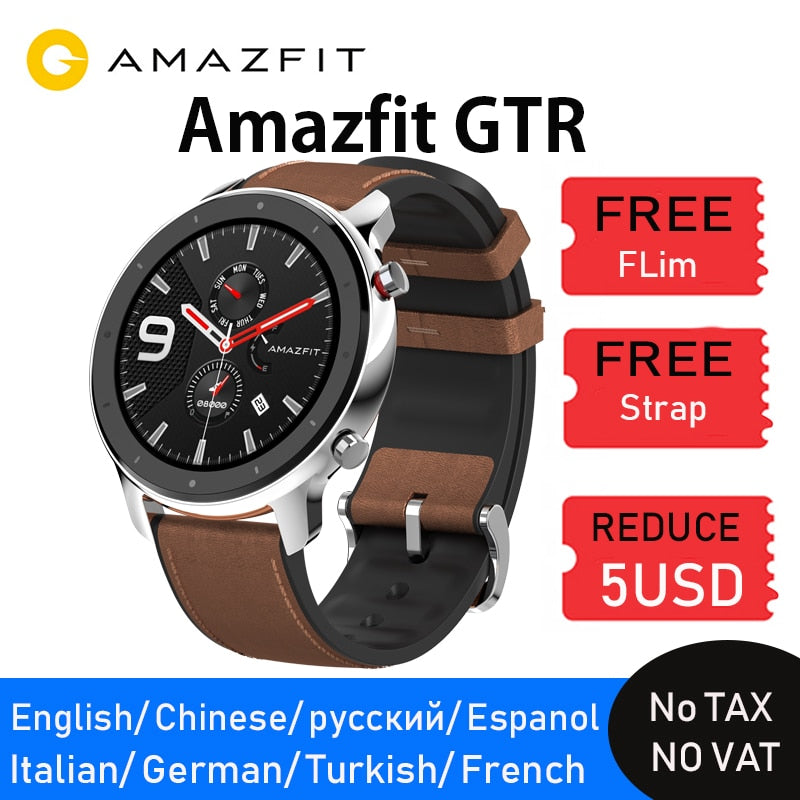 Global Version Amazfit GTR 47mm Smart Watch Huami 5ATM Waterproof Smartwatch 24 Days Battery GPS Music Control For Android IOS