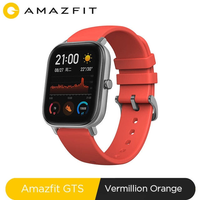Global Version Amazfit GTS Smart Watch 5ATM Waterproof Smartwatch 14Days Battery GPS Music Control Leather Silicon Strap