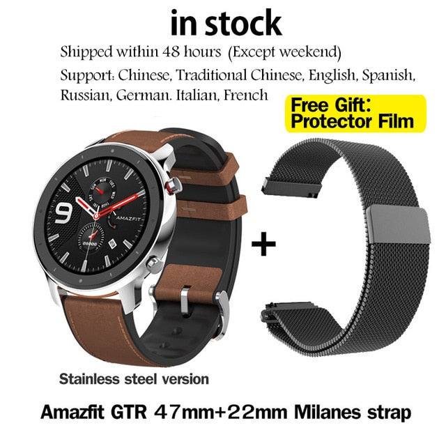 Global version amazfit gtr 47mm smart watch AMOLED Screen 24-Day battery life GPS watch 50ATM waterproof Swimming