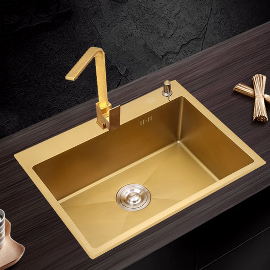 Gold kitchen sink 304 Stainless Steel single bowl above counter or udermount sink Vegetable Washing basin Sinks kitchen Golden