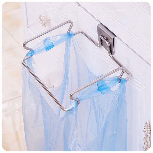 Hot Sale Creative back door stainless steel trash bag shelf storage hook multifunctional kitchen cabinet door hanging racks