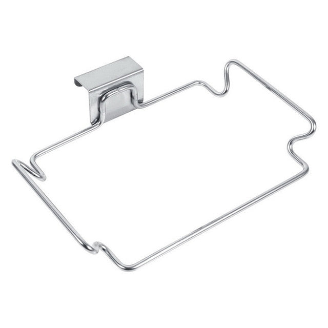 Hot Sale Creative back door stainless steel trash bag shelf storage hook multifunctional kitchen cabinet door hanging racks