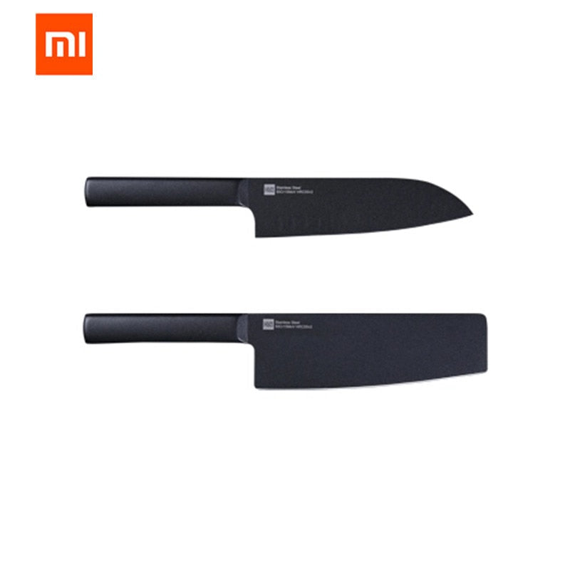 Huohou Cool Black Kitchen Non-stick Knife Stainless Steel Knife Set 307mm Slicing Knife +298mm Chef Knife From xiaomi Youpin
