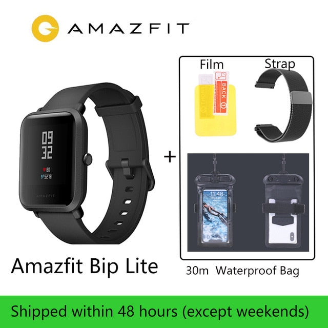 In Stock Global Version Amazfit Bip Lite Smart Watch 45-Day Battery Life 3ATM Water-resistance Smartwatch For Xiaomi New