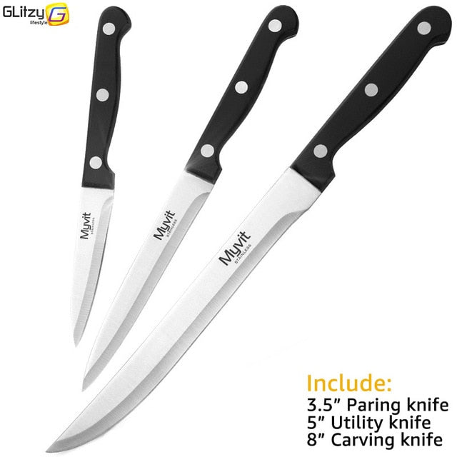Kitchen Knife 3.5 5 8 8 inch knives Chef Set 3CR13 420C High Carbon Stainless Steel Vegetable Utility Slicing Carving Fruit Tool