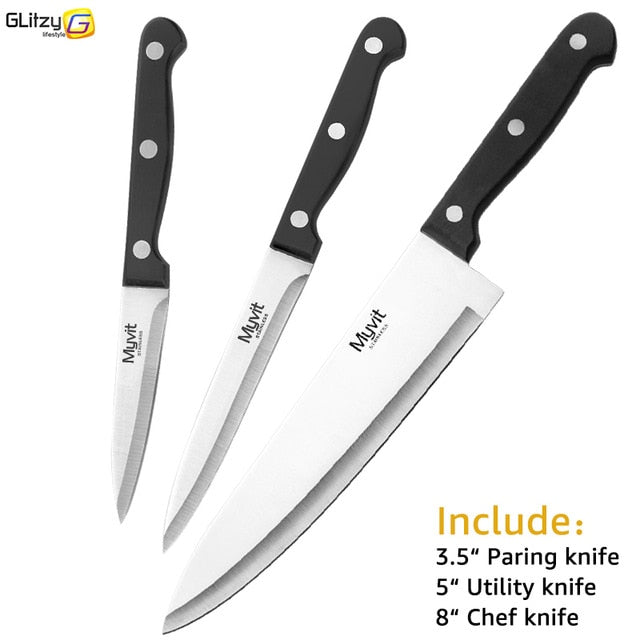 Kitchen Knife 3.5 5 8 8 inch knives Chef Set 3CR13 420C High Carbon Stainless Steel Vegetable Utility Slicing Carving Fruit Tool