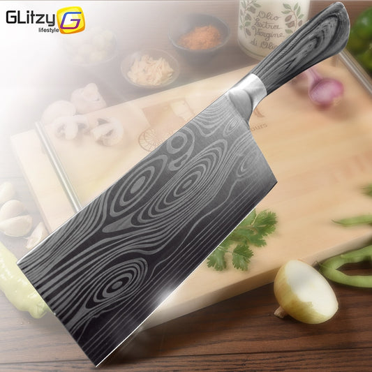 Kitchen Knife 5 7 8 inch 7Cr17 440C Stainless Steel Utility Cleaver Chef Knife Damascus Drawing Meat Santoku Cooking Tool Set