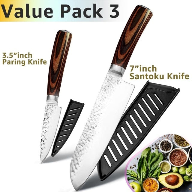 Kitchen Knife 8 inch Chef 7CR17 440C German Stainless Steel Japanese Knives Meat Cleaver Slicer Utility Santoku Knife Tool Set