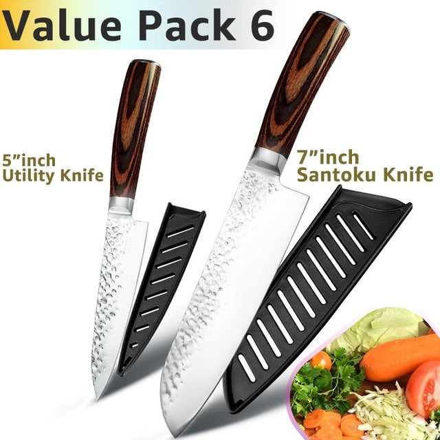 Kitchen Knife 8 inch Chef 7CR17 440C German Stainless Steel Japanese Knives Meat Cleaver Slicer Utility Santoku Knife Tool Set
