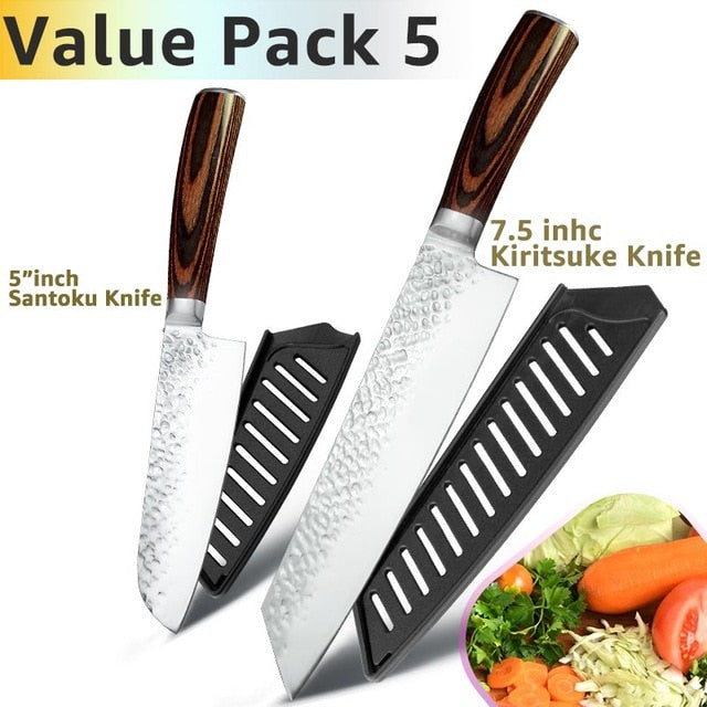Kitchen Knife 8 inch Chef 7CR17 440C German Stainless Steel Japanese Knives Meat Cleaver Slicer Utility Santoku Knife Tool Set