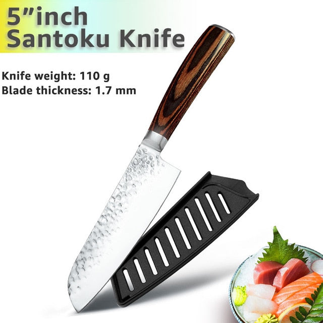 Kitchen Knife 8 inch Chef 7CR17 440C German Stainless Steel Japanese Knives Meat Cleaver Slicer Utility Santoku Knife Tool Set