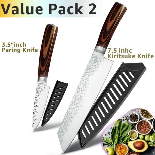 Kitchen Knife 8 inch Chef 7CR17 440C German Stainless Steel Japanese Knives Meat Cleaver Slicer Utility Santoku Knife Tool Set