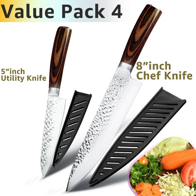 Kitchen Knife 8 inch Chef 7CR17 440C German Stainless Steel Japanese Knives Meat Cleaver Slicer Utility Santoku Knife Tool Set