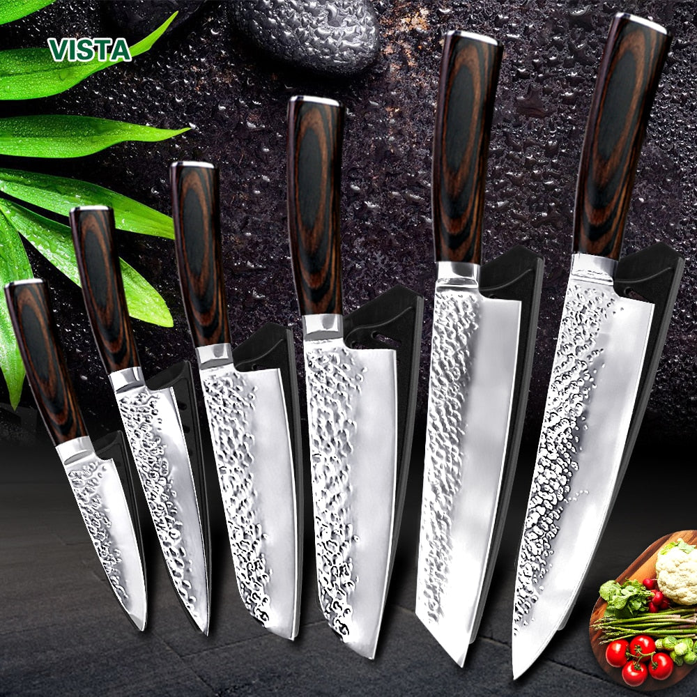 Kitchen Knife 8 inch Professional Japanese Chef Knives 7CR17 440C High Carbon Stainless Steel Meat Cleaver Slicer Santoku Knife
